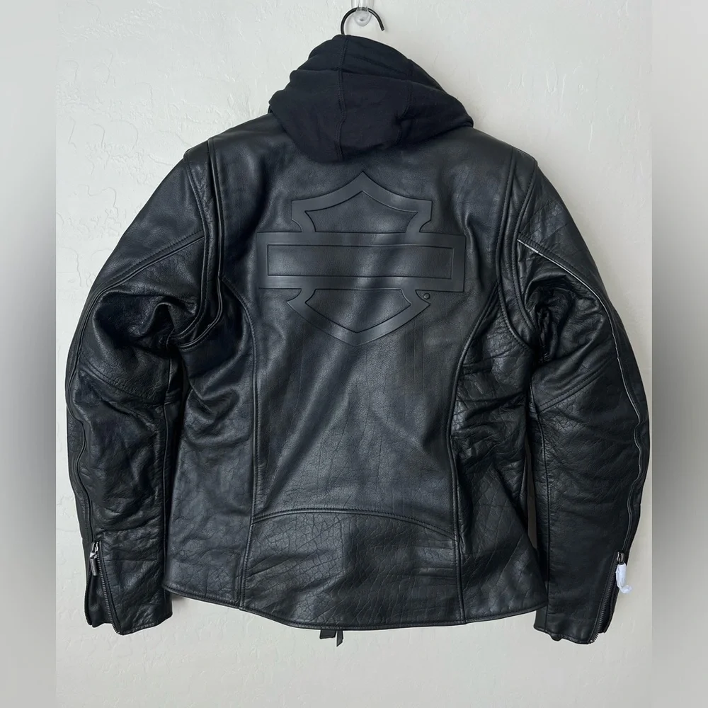 NWT Harley Davidson 3 in 1 Leather motorcycle jacket black small - Picture 7 of 13